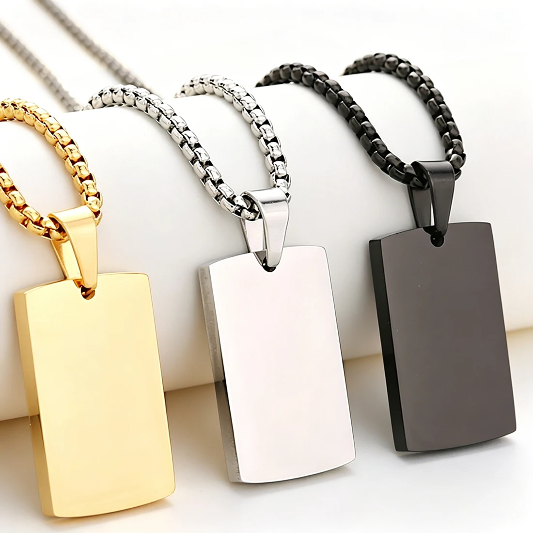 Mens Dog Tag Necklace - Glanzend gepolijste leger hondenpenning hanger ketting