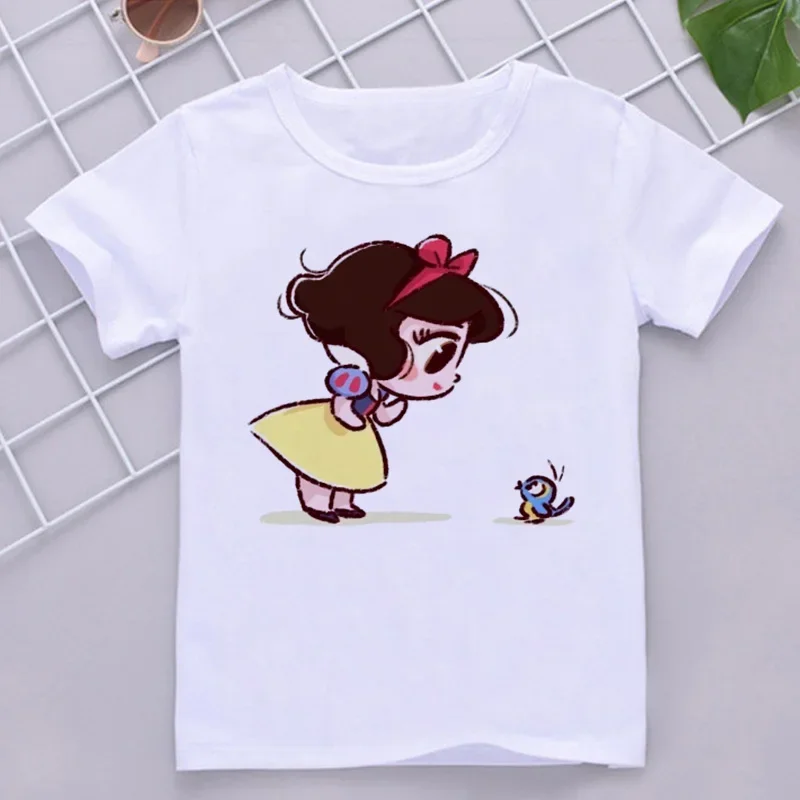 Disney Child Mermaid Princess Kawaii Printed T-shirt Baby Girl Soft Cartoon Clothing Cute Graphic Tops Kids Funny Tees Dropship