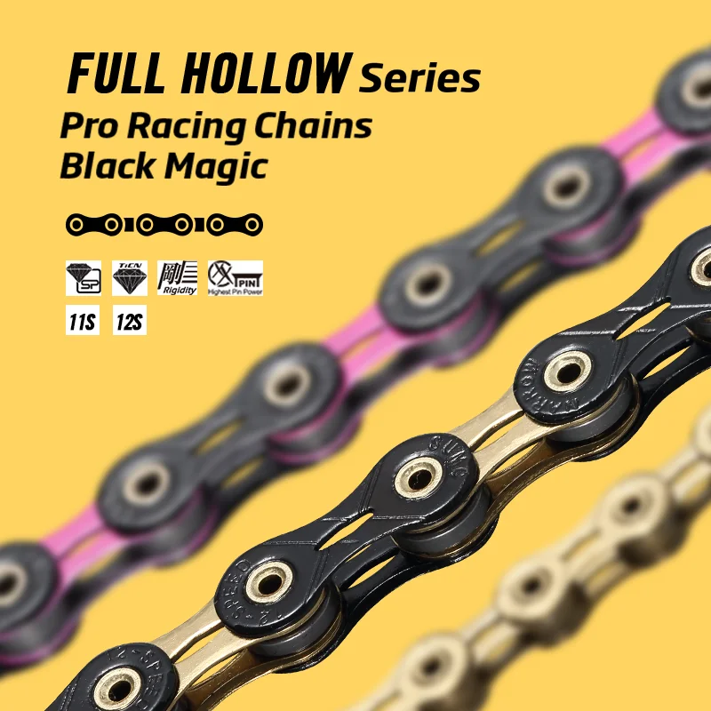 Original SUMC 11s Chain Diamond Like Coating 11 Speed Bicycle SX11SL MTB Ultralight Road Bike Chains Full hollow Chainset Parts