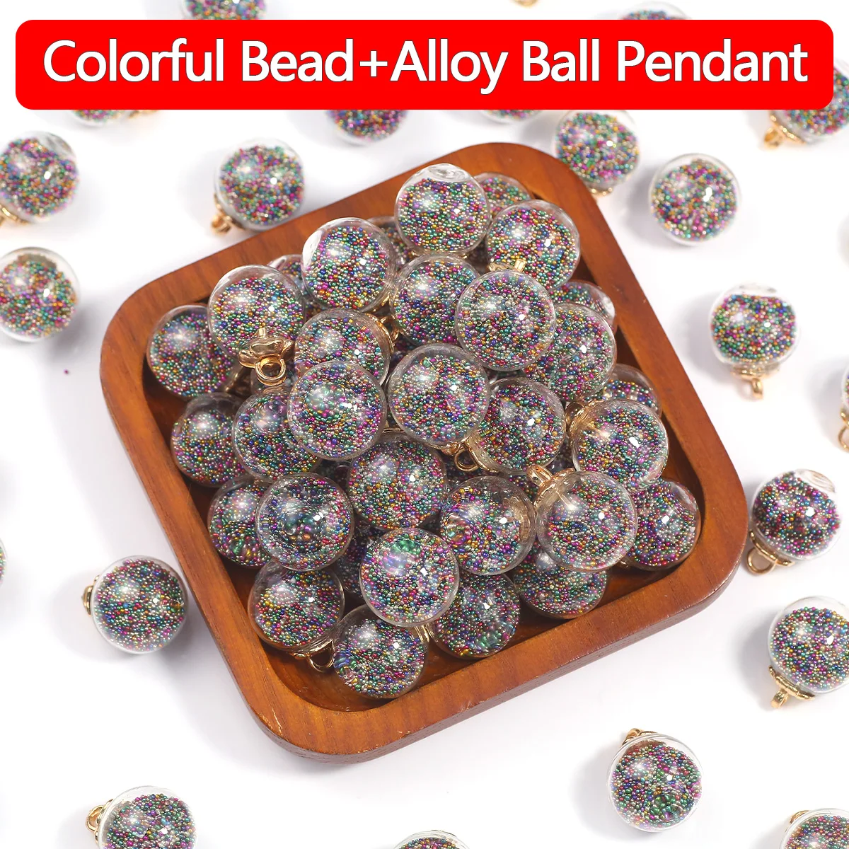 

5/10/15pcs 18mm Multicolored Glass Beads Alloy Round Pendant Spacer Beads For Jewelry Making DIY Earrings Necklace Accessories