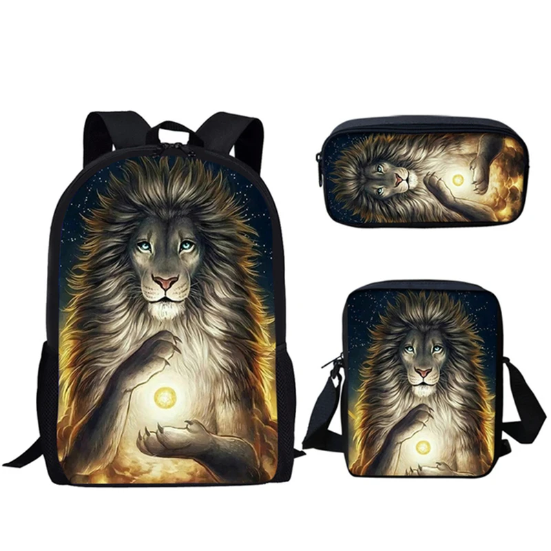 Popolare giovanile tigre leone leopardo orso stampa 3D 3 pezzi / set borse da viaggio per studenti zaino per laptop zaino borsa a tracolla astuccio