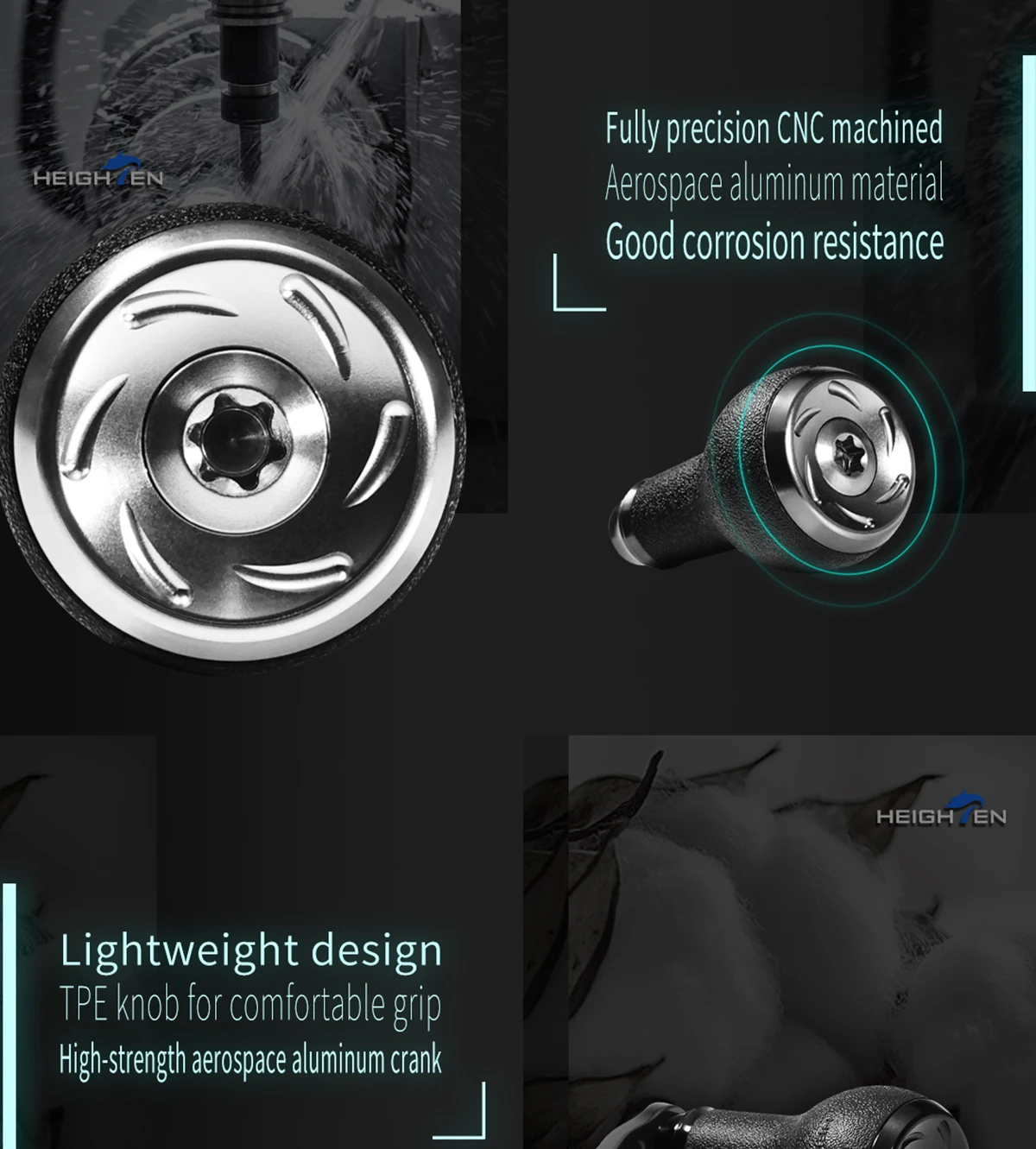 HEIGHTEN Ultraleichte UV-Photochrome Anti-Rutsch-Knopfgriff-Baitcasting-Rollen-Modifikationsteile für Outdoor-Angelzubehör – Detail 9
