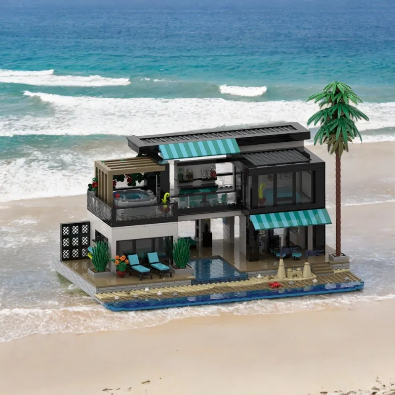 

2674 шт. MOC Caribbeanses пляжная вилла-пляжные боковые строительные блоки DIY игрушка для детей подарок на день рождения и развитие творчества
