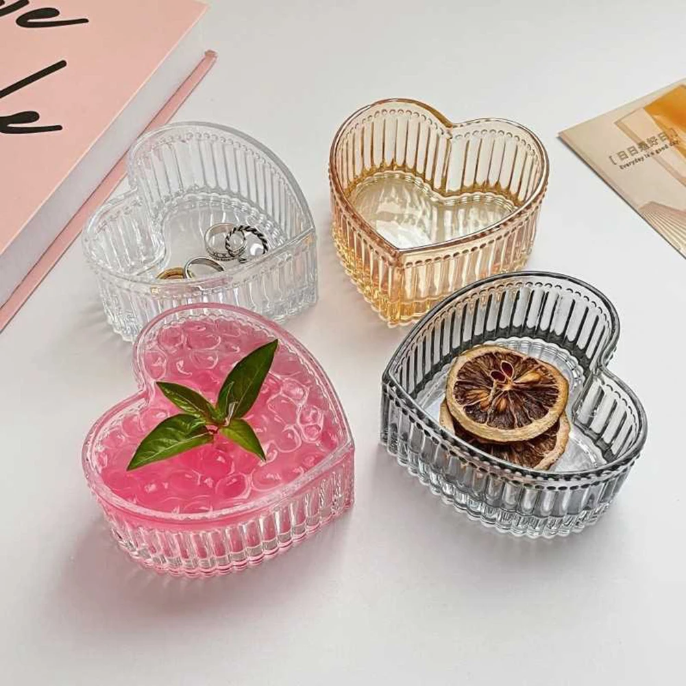 Mini Heart Shaped Glass Dessert Bowls Dipping Sauces Small Heart Dishes Romantic Aesthetics Candlelights Dinner Gift Idea