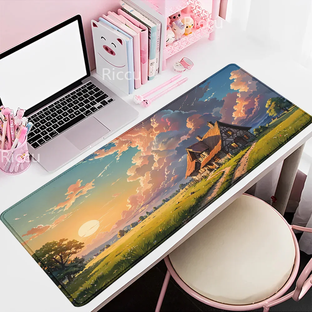 

Rural cottage mouse pad Anime Natural Scenery mousepad Large teclado Mousepad Keyboard Gaming Table Mat Laptop 900x400 Mouse Mat