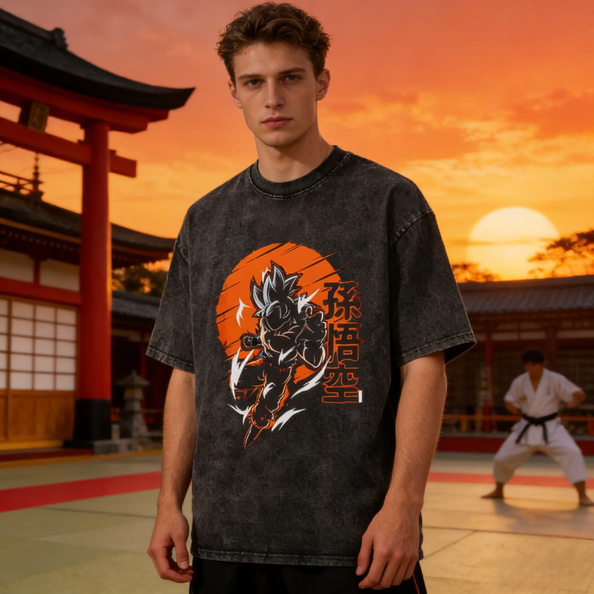2026 Sommer Dragon Ball Vintage Print T-Shirts aus gewaschener Baumwolle Oversized Unisex Tees Goku Super Saiyan 4 Gogeta Anime Oberteile