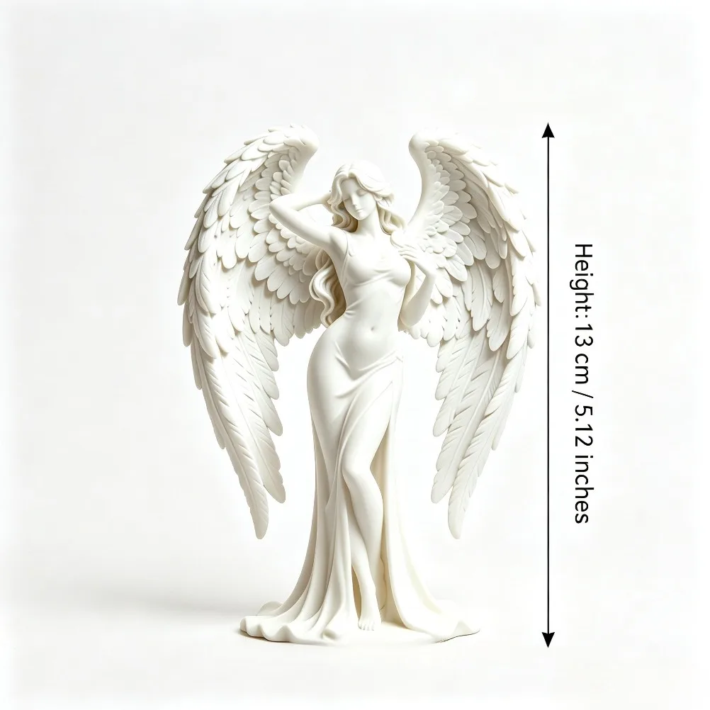 Multi-Layer Seraph Goddess Sculpture 3D Print Heart Wings Figurine Wedding Mantel Spiritual Minimalist Tabletop Decor Present view 5