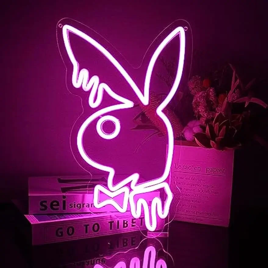 กระต่ายกระต่ายกระต่ายกระต่ายป้ายนีออนสําหรับตกแต่ง LED Neon Light Sign สัตว์น่ารัก LED ป้ายสําหรับห้องนอน Kids Room Party Decor สาวของขวัญ
