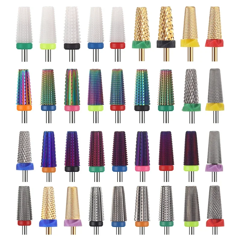 37 Styles Carbide Nail Drill Bits 5 in 1 Ceramic Tungsten Nail Drill Bit Milling Cutter For Manicure Pedicure Nail Files Buffer