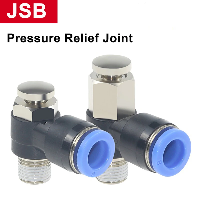 Pneumatic Button Valve Quick Plug Pressure Relief Connector JSB4/6/8/10/12 Normally Closed Manual Press Type Quick Exhaust Valve