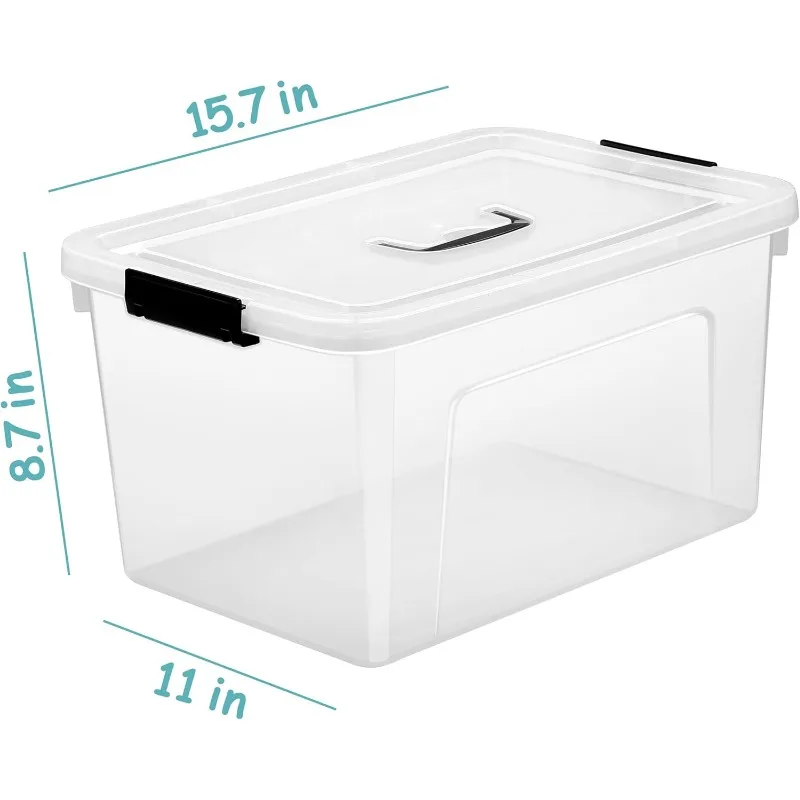 

Household daily necessities storage and storage box, transparent storage lock box, 6 plastic storage boxes with locks and lids