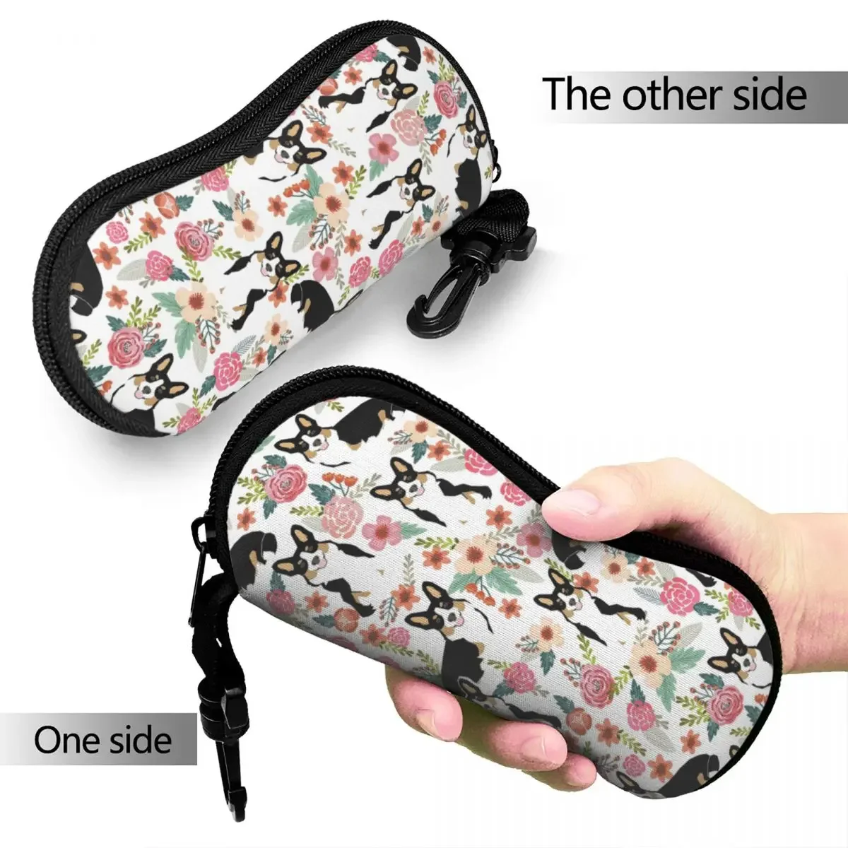 Corgi Lover Dog Floral Glasses Case New Zipper Animal Cartoon Glasses Protector Print Eye Contacts Case