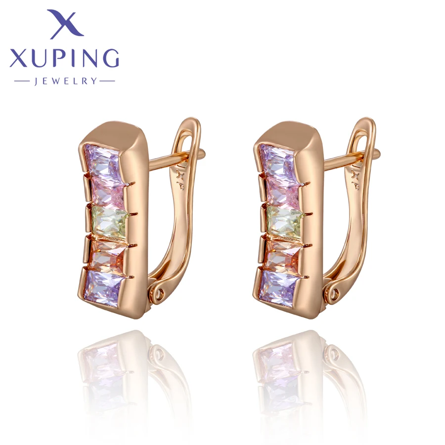 Xuping Jewelry Store Fashion Hoop School Gift Copper Alloy Simple Gold Color Huggies Earring for Women X000468391