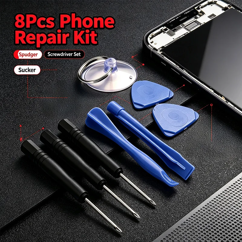 8Pcs/Lot Phone Repair Tool Kit Spudger Pry Opening Sucker Stick Screwdriver Set Mobile Disassembly Hand Tools
