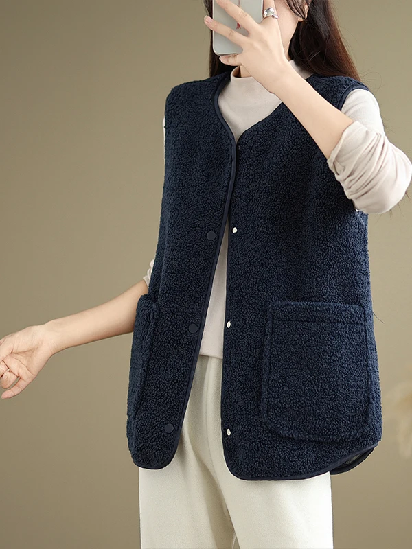 Gilet da donna in pelliccia di agnello foderato in Fce su entrambi i lati, per pendolari invernali, versatile, con spalline a strati, top caldo