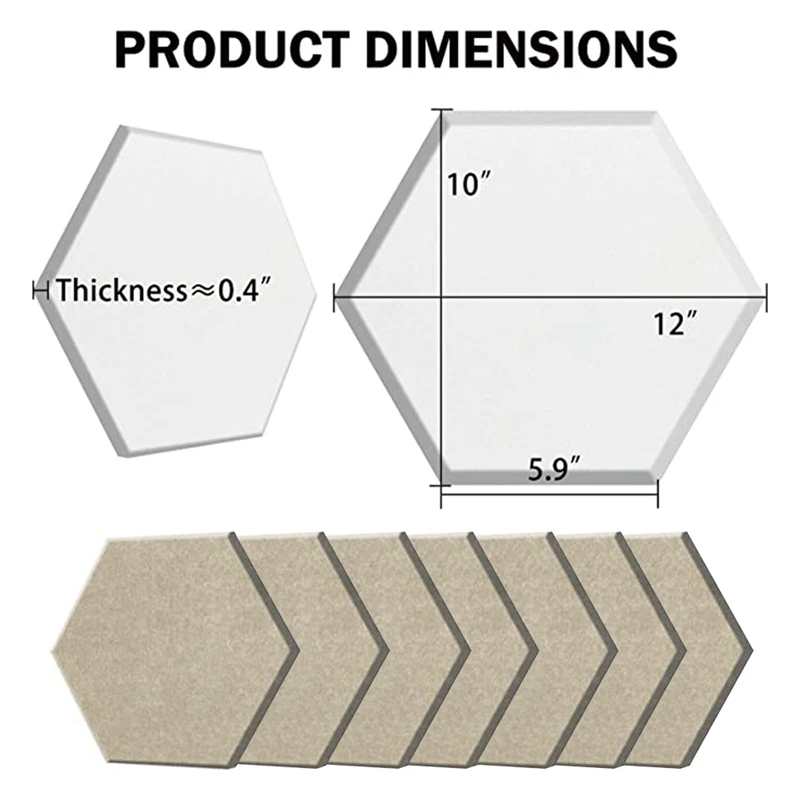 12 Piece Hexagonal Acoustic Panel, 12X10x 0.4Inch, Stylish Acoustic Walls For Home And Office (Light Camel Color)
