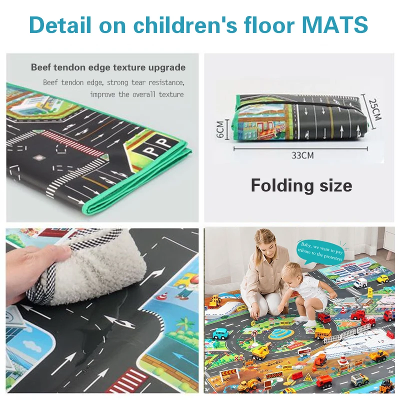 City Rug Kids Toys Games Road Mat Children Traffic Car Map Boy Girls Educational Toy Road Carpet Playmat for Baby Mats Cartoon