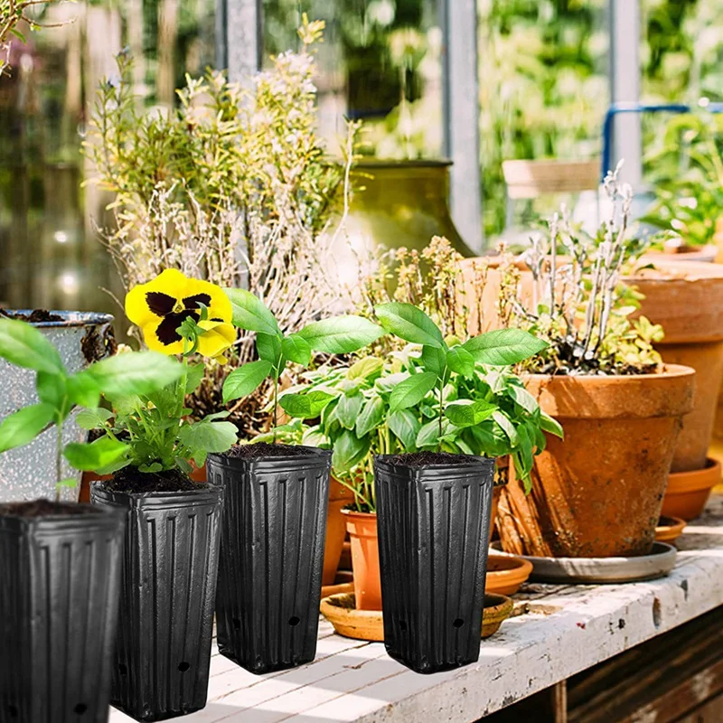 PZHI 20Pcs Tall Tree Pots Deep Nursery Treepots 7.8inch Tall Seedling Flower Plant Container Pots for Indoor Outdoor Garden