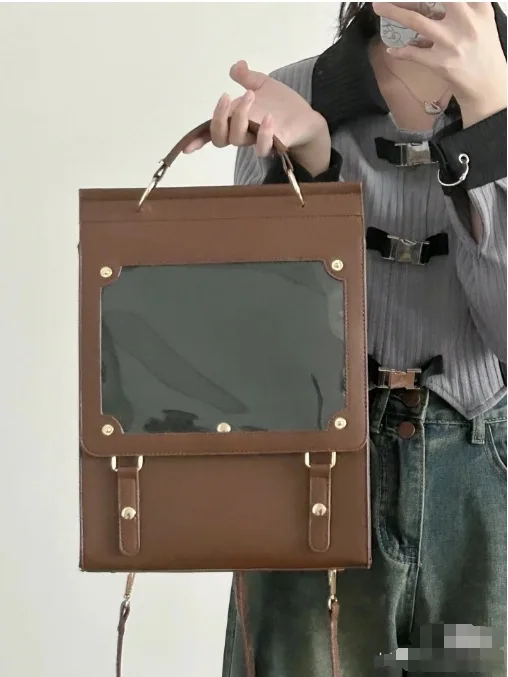 

PU leather Retro Casual Commuting Simple and Niche Original Design High-End Handbag Backpack Bar Bag for Women