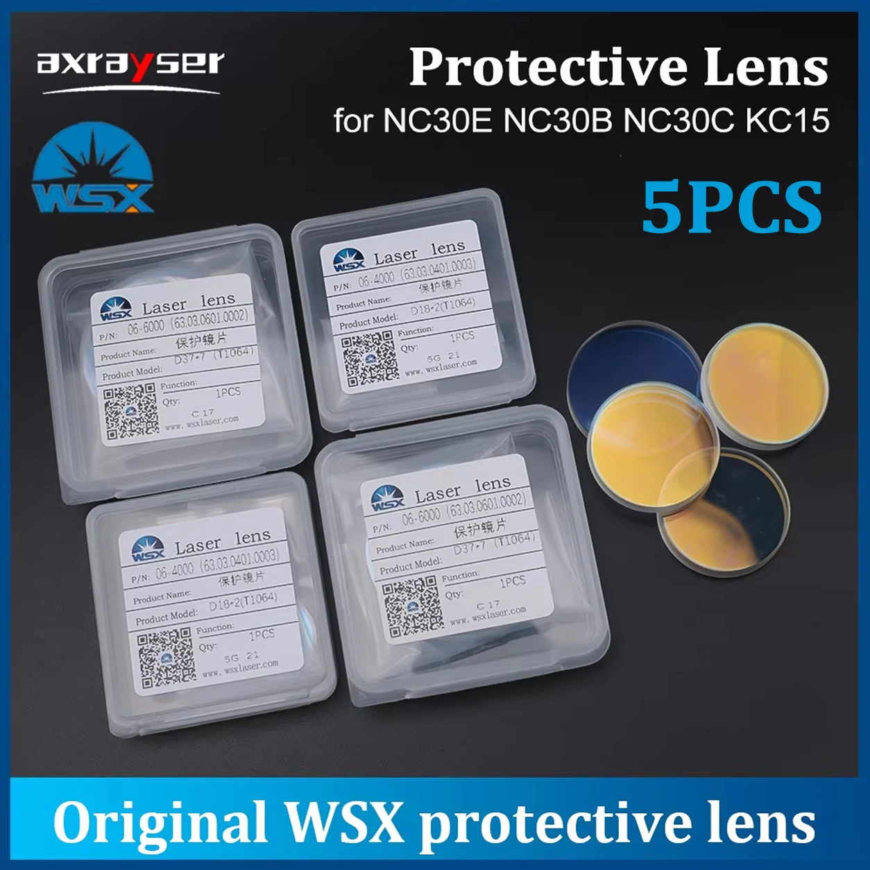 

5pcs WSX Protective Windows D18x2 D30x5 D37x7 Original Optical Fused Silica Lens JGS1 ND18 MN15 NC12 NC30 NC60