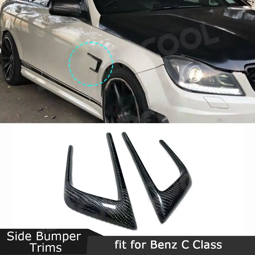 

Carbon Fiber Car Side Fender Knife Anards Splitters for Mercedes Benz W204 C63 AMG 2012-2014 Stickers Emblem Badge Decals Trim