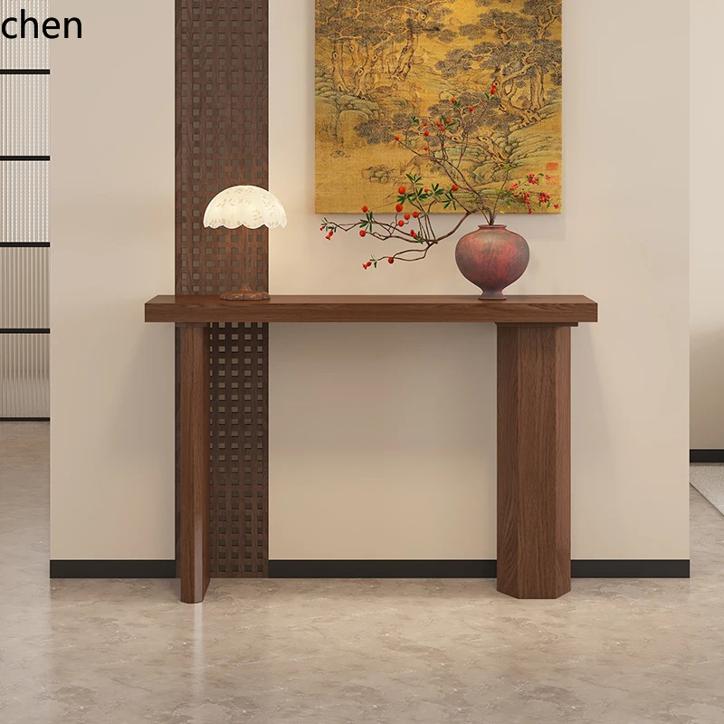 

ZML new Chinese-style solid wood table partition against the wall strip case entrance entrance cabinet hall entrance platform
