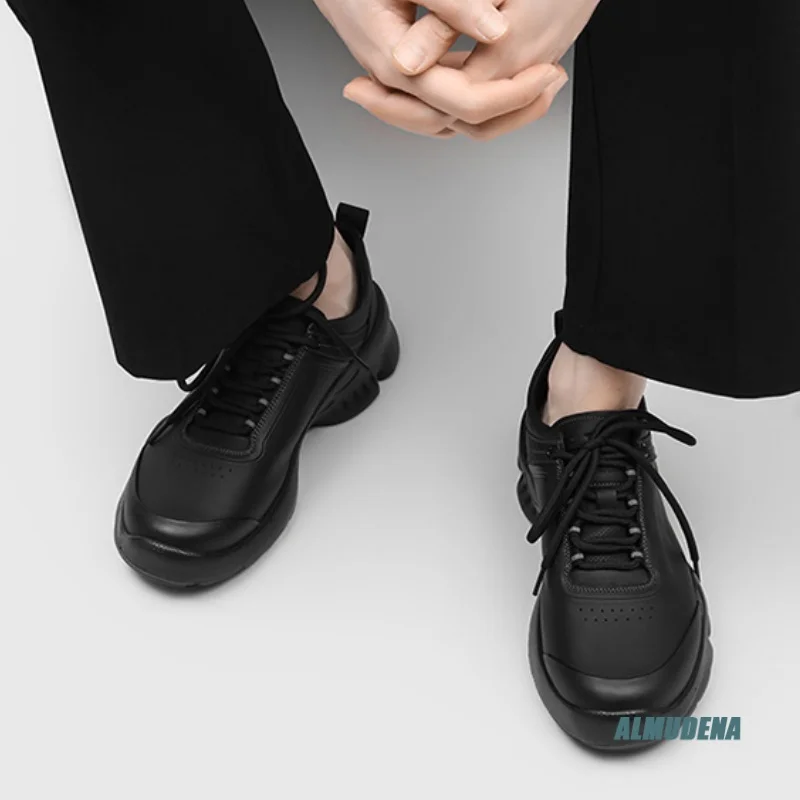 Round Toe Lace-Up Low Top Men's Chunky Sneakers Urban Summer Outdoor Minimalist Fashion Comfortable Daily Office Shoes