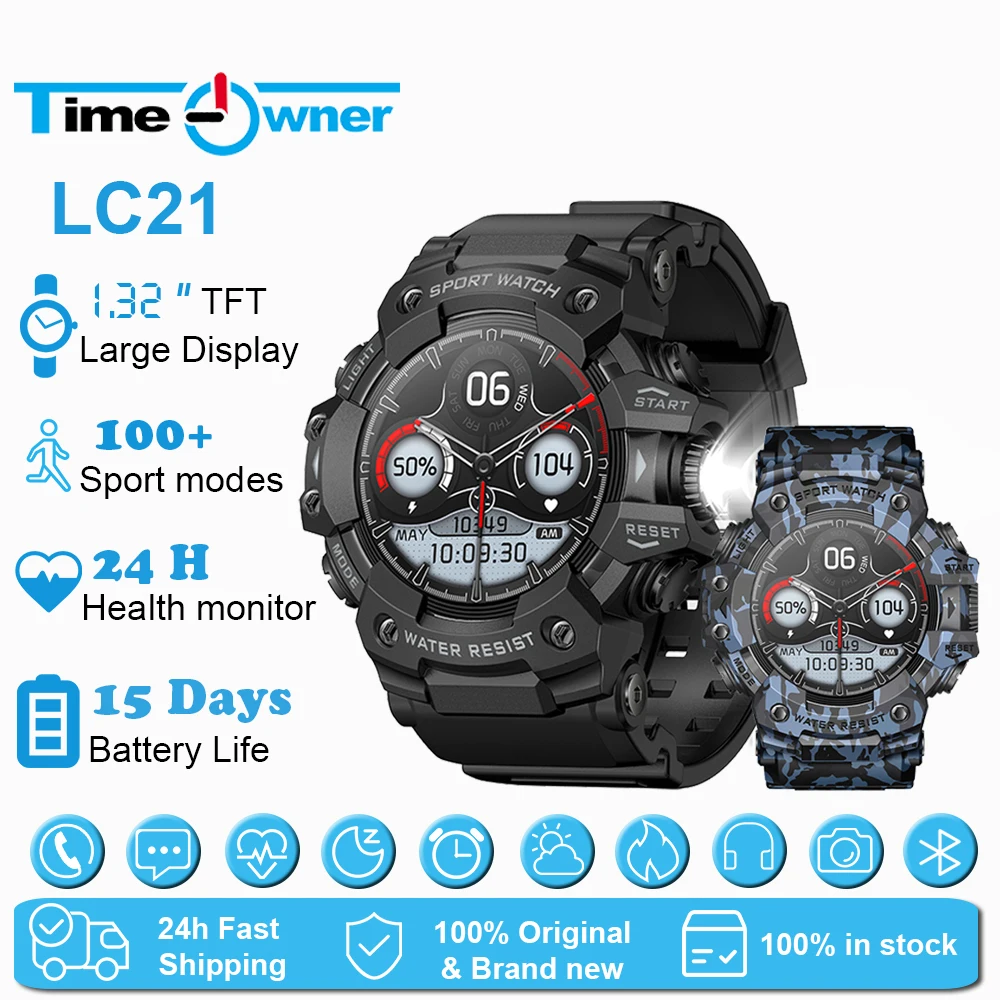 Time Owner 1.32 inch TFT Smart Watch for Men & Women Outdoor Sports Helper Bluetooth Calling Health Monitoring LC21 Smartwatch