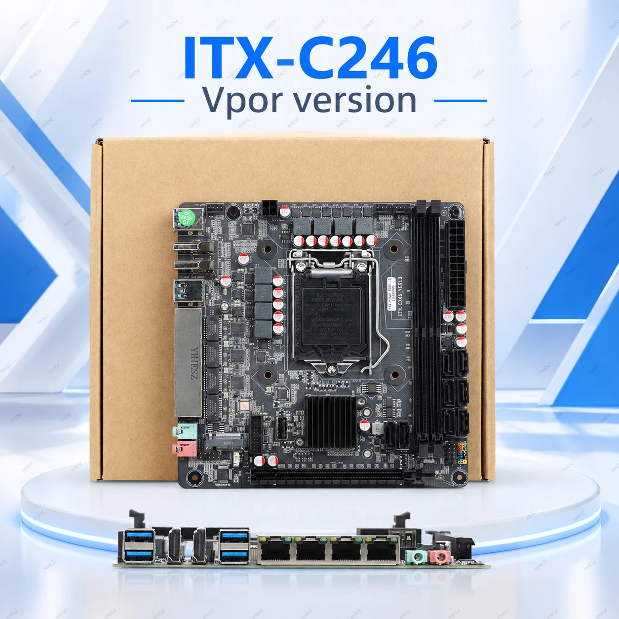 C246 NAS Motherboard 8 SATA 3.0 Ports 4 Intel LAN 3 M.2 PCIe 3.0 x4 DDR4 ECC Mini ITX for Xeon E-2100 E-2200 Core CPUs Server