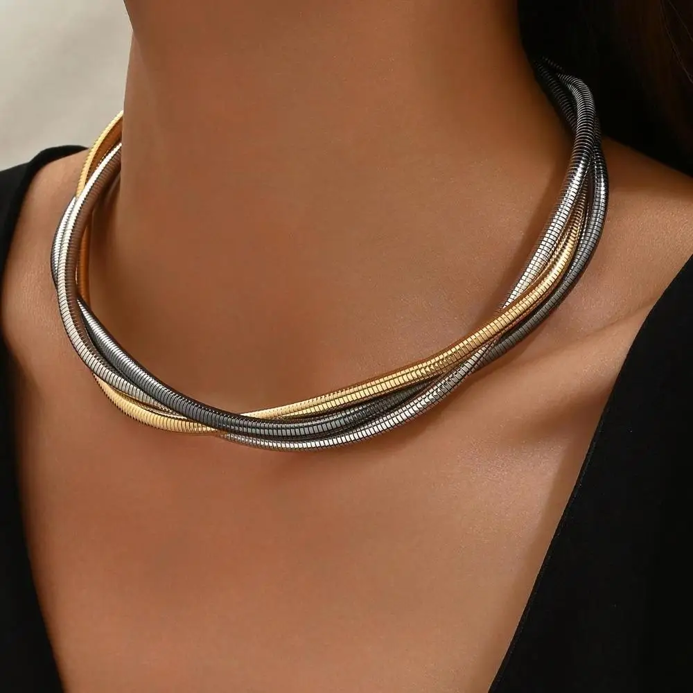 European and American Three-wire Winding Collar Necklace