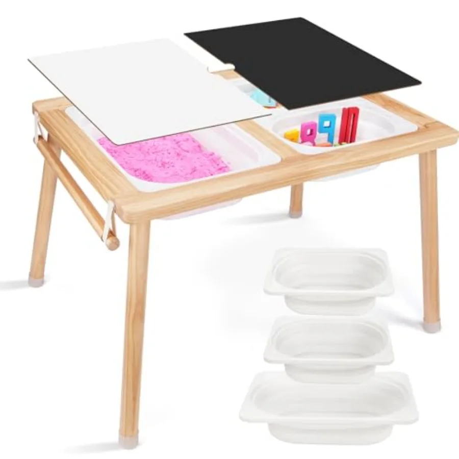 

Sensory Table for indoor outdoor use, made of durable plastic, blue and green, includes paper roll stick double-side board with