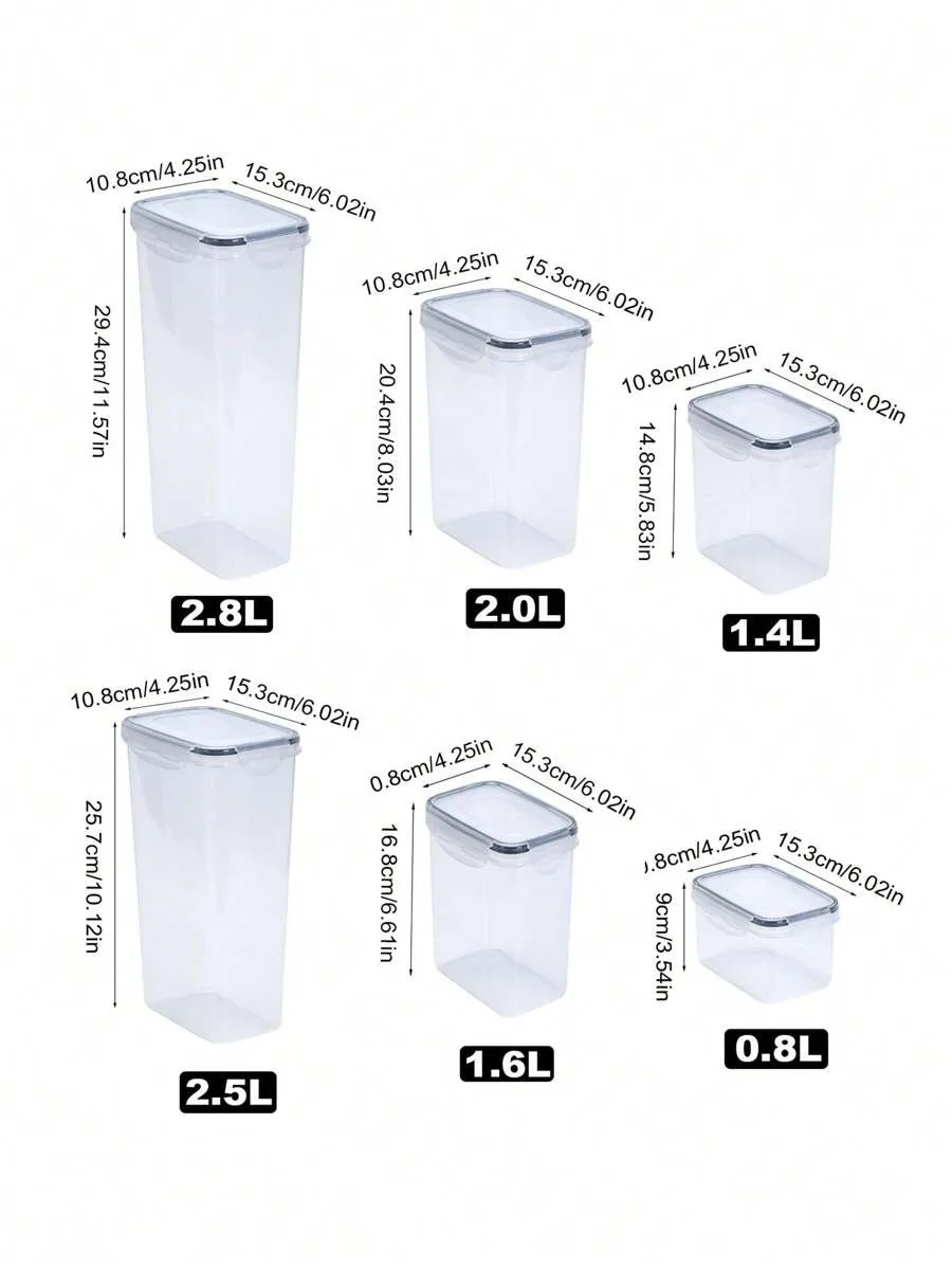 1/3/5/7 قطعة برطمانات تخزين المواد الغذائية قابلة لإعادة الاستخدام البلاستيك الغذاء مختومة الجرار مع أغطية لتخزين المواد الغذائية المطبخ مع علامة ورق التسمية