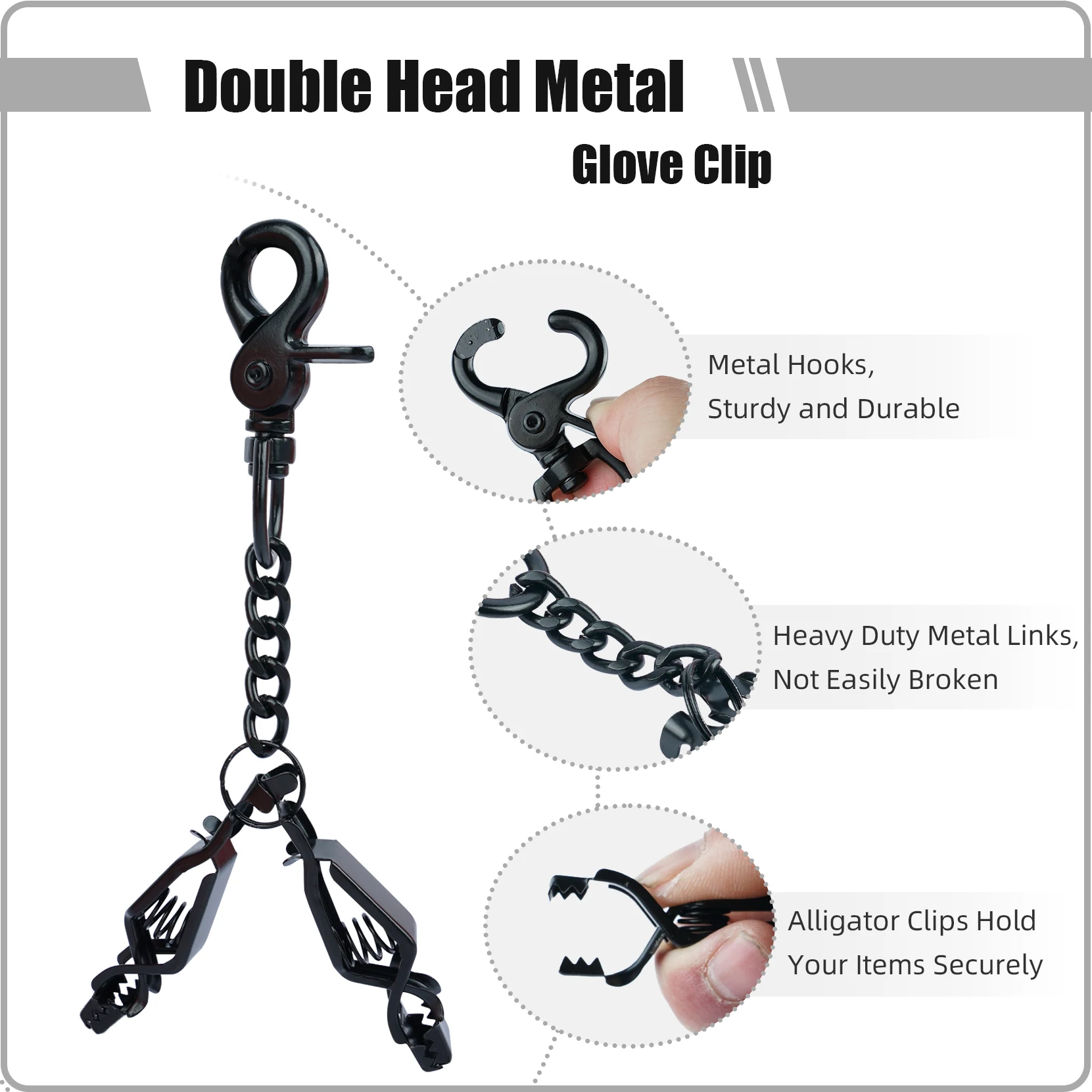 MELOTOUGH Metal Glove Clip Hevya Duty Glove Clips for Work Glove Holders Safety Glove Clip with 2 Alligator Clip for Pants