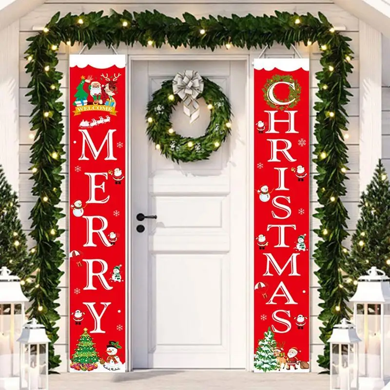 Merry Christmas Banner Particular Design Waterproof Fade-resistant Christmas Decorative Door Banner For Home Party Supplies