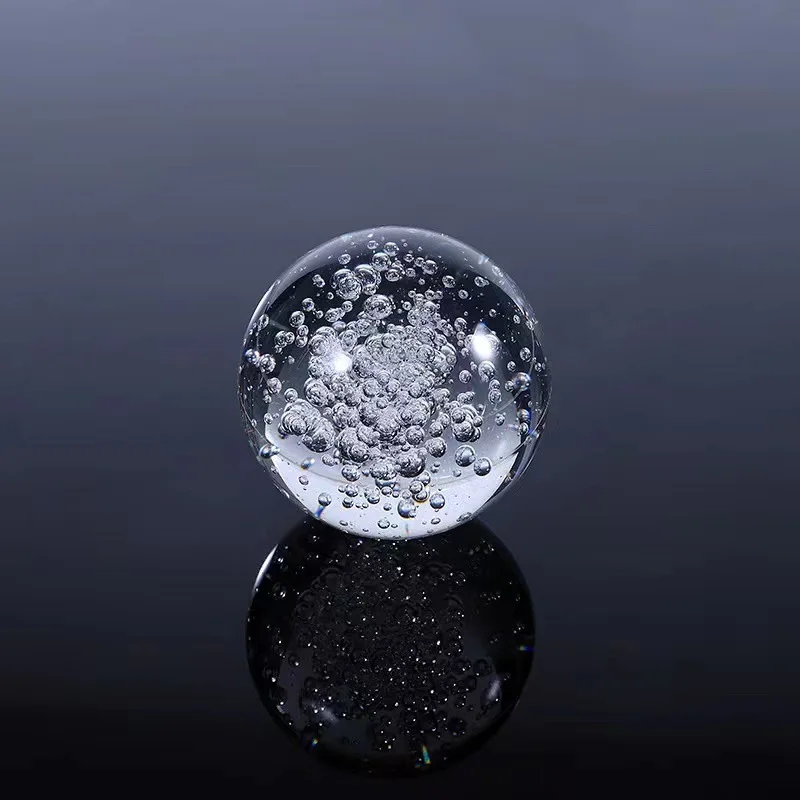 Crystal Bubble Ball Ornaments Ice Cracked Ball Figurine Rockery Home Office Decoration Miniature Glass Sphere