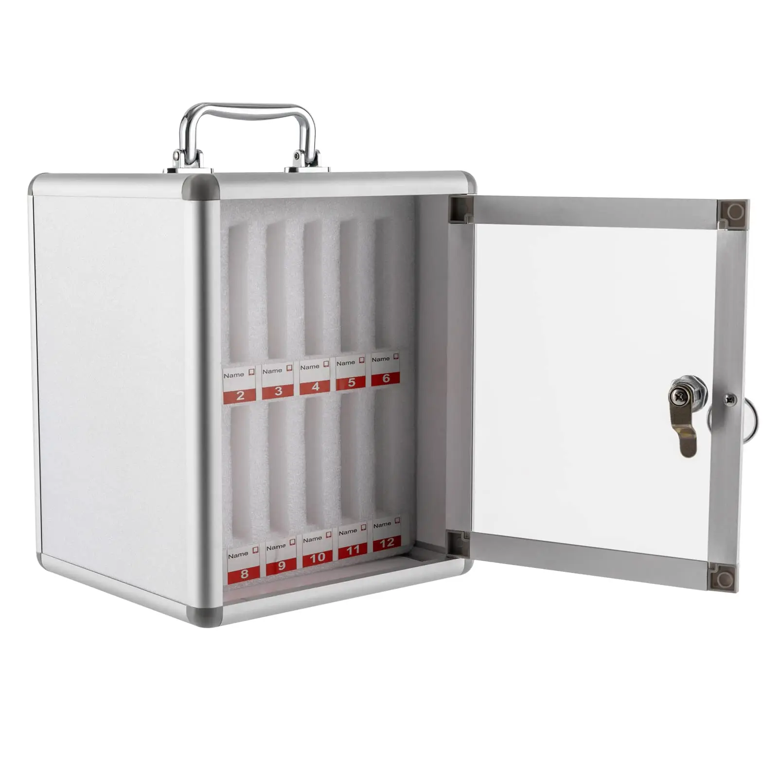 

Aluminum Alloy Lock Box - Cell Phone Storage Cabinet with Safety Lock - Wall Cellphone Locker for Classroom - 12 Slots (Style 2)