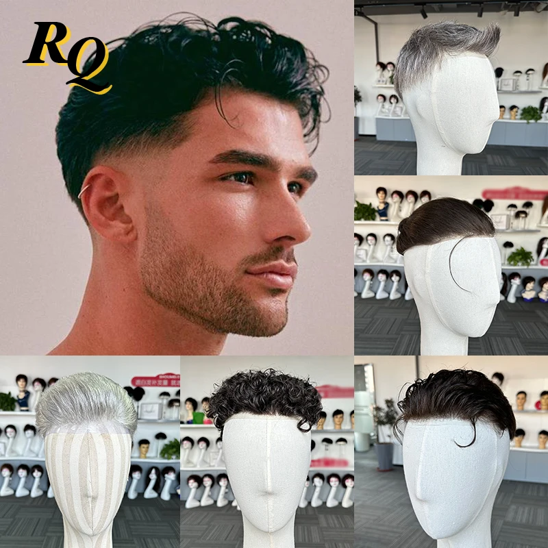 Pre Styled Cut Toupee Men Wig Thin Skin 0.04-0.06 Hair Replacement Systems Ready Wear Human Hair Male Wig Hombre Peruk Capillary