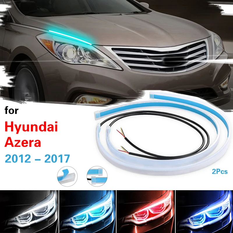 2PCS Sequential LED Strip Indicator Turn Signal DRL Waterproof Daytime Running Lights 12V For Hyundai Grandeur Azera 2012-2017