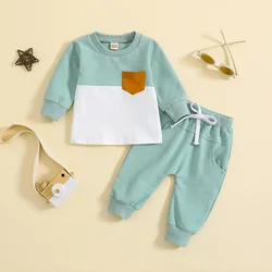 Toddler Baby Boys Clothes Sets Color Block Long Sleeve Sweatshirt 1 2  3 Years Pullover Tops+Joggers Pants 2 Pieces Outfit Sets