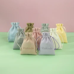 100pcs/lot Custom Logo Microfiber Jewelry Gift Bag for Weddings Gift Envelope Packaging Pouch Earring Necklace Ring Bags Bulk