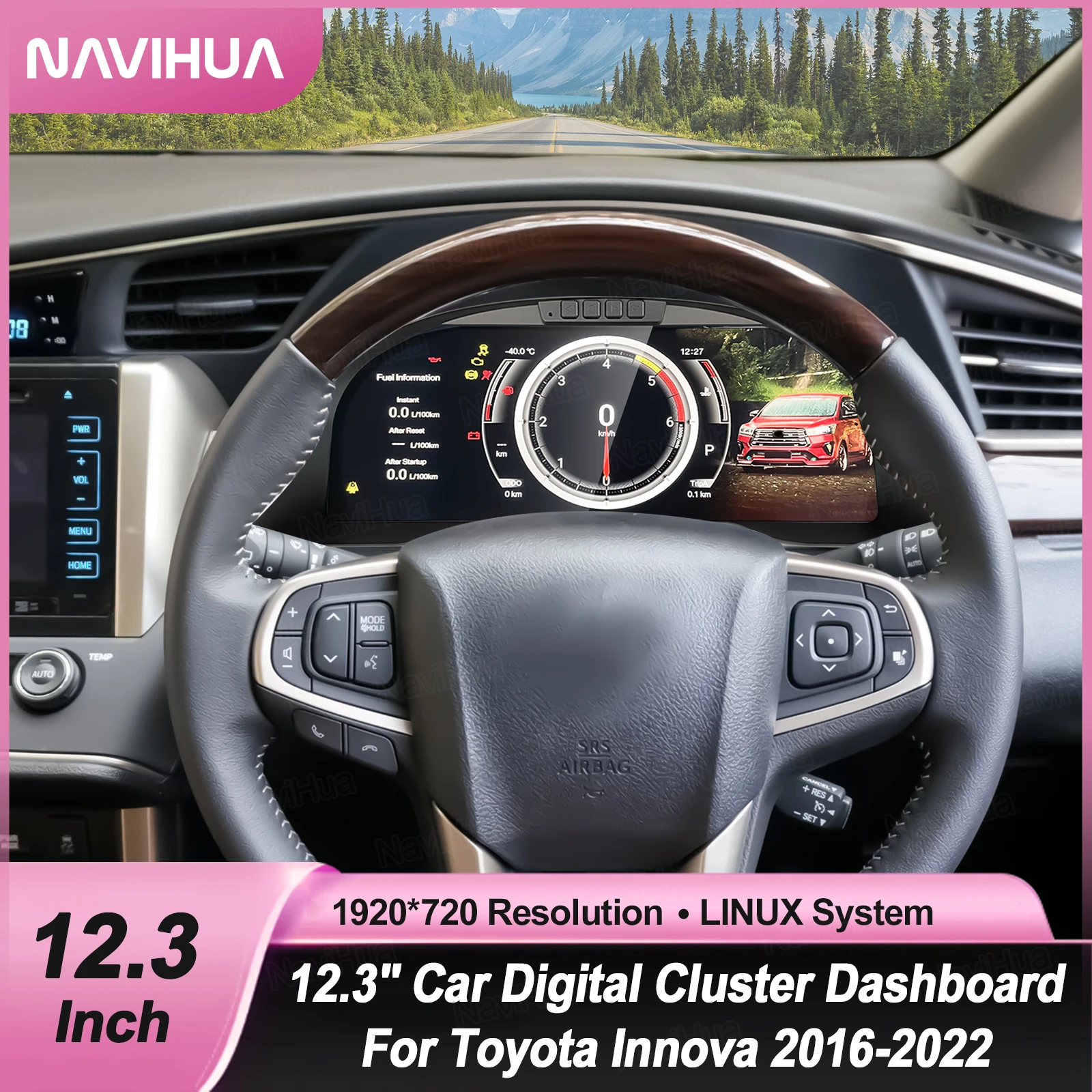 

Navihua New 12.3 Inch LCD Cluster Linux Speedometer Panel Digital Dashboard Instrument Cluster for Toyota Innova 2016-2023