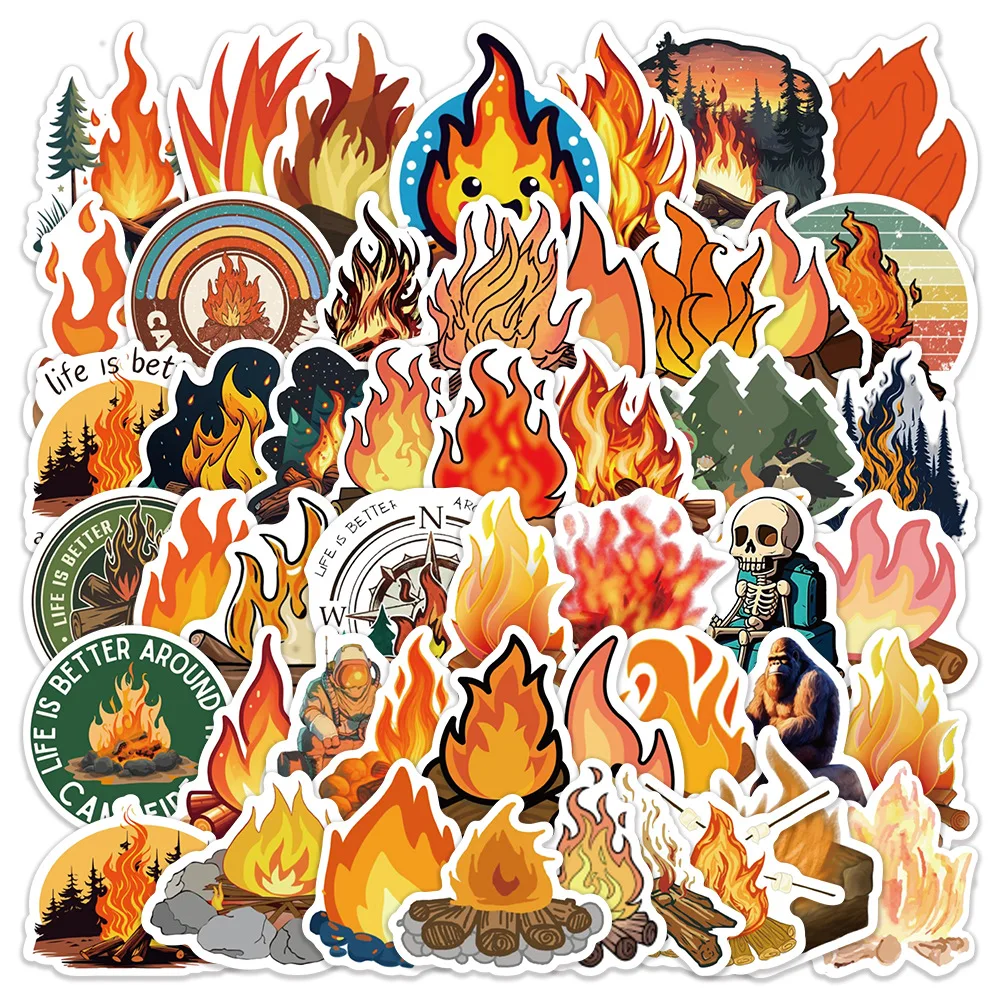 

10/50PCS Cartoon Funny Campfire Personalized Creative Decor Stickers DIY Skateboard Helmet Waterproof Graffiti Decal Kids Toy