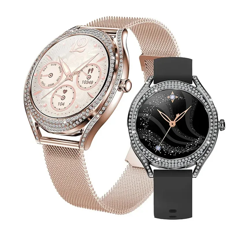 

Gaines Women Smart Watch V66 Fashion Diamonds 1.28" AMOLED Bluetooth Call Heart Rate Monitor Lady Sports Fitness Smartwatch