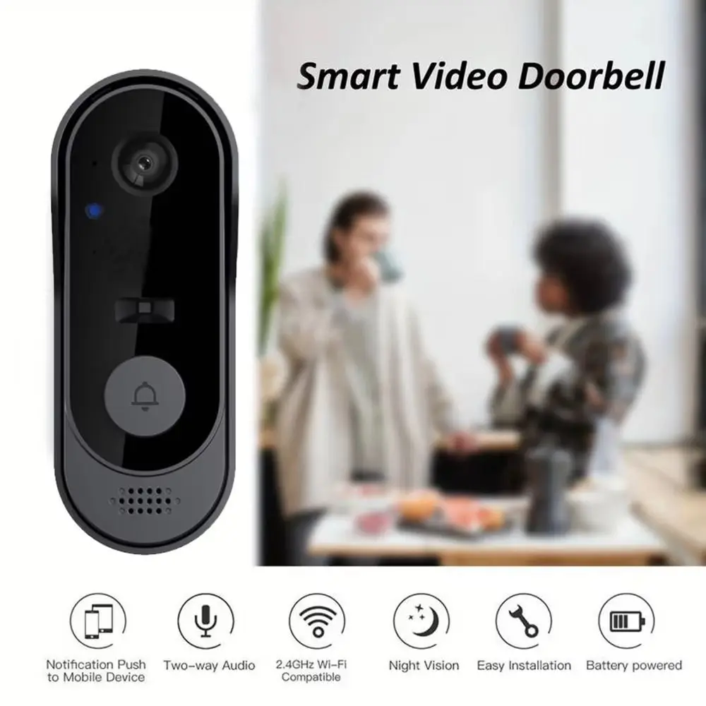 WiFi Enabled Smart Video Doorbell 1080P Resolution Waterproof Design Outdoor Security Camera Night Vision Motion Detection