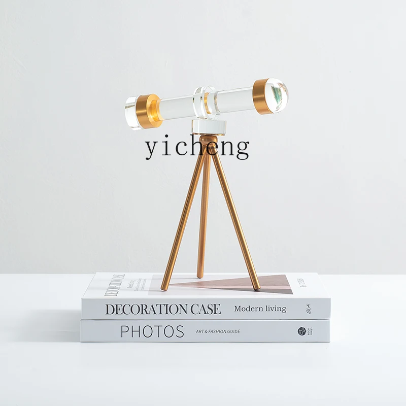 

XL light luxury creative crystal metal telescope ornament office bookcase soft decoration