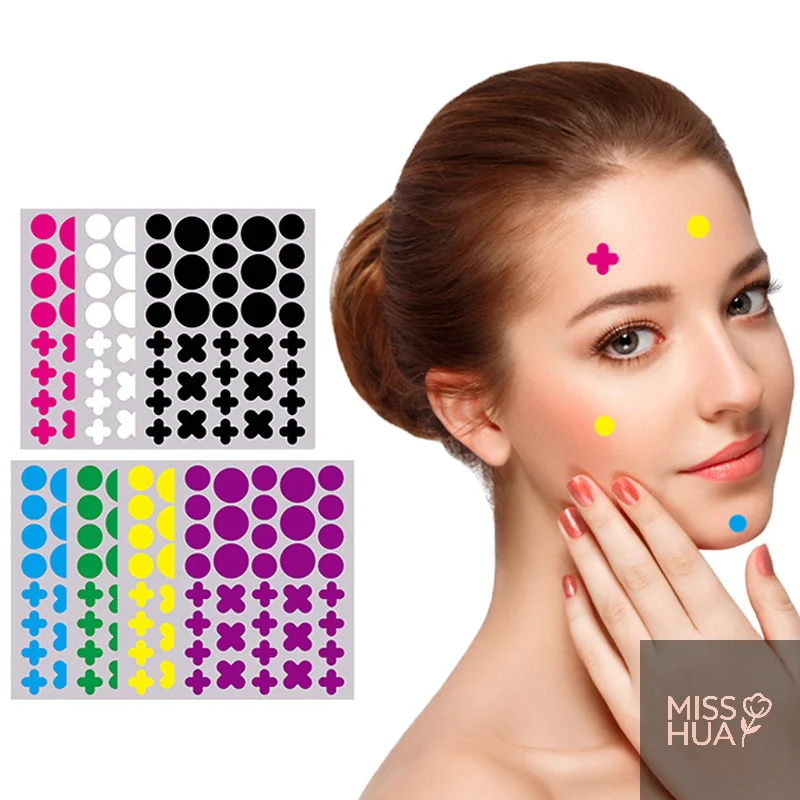 

180Pcs/5Sheets Colorful Round Cross Shaped Pimple Patches Acne Invisible Removal Skin Care Stickers Face Spot Beauty Makeup Tool