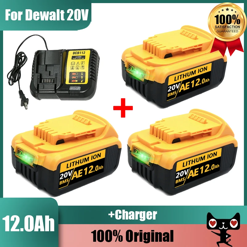 

20V New Lithium Battery Power Tool Replacement for DeWalt DCB184 DCB181 DCB182 DCB200 20V 6A 8A 12A 18V 20V Lithium Battery