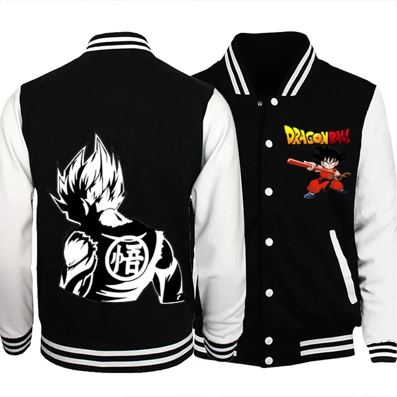 Dragon Ball Z Men Baseball Clothes Loose Personality Street Coat Warm Black Jacket Business Casual Thin Tops Goku Trend Harajuku