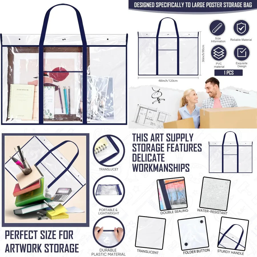 حافظة لوحة إعلانات PVC كبيرة مقاس 48 × 36 مع جيب لتنظيم المعلم في الفصل الدراسي والتخزين المتين مع