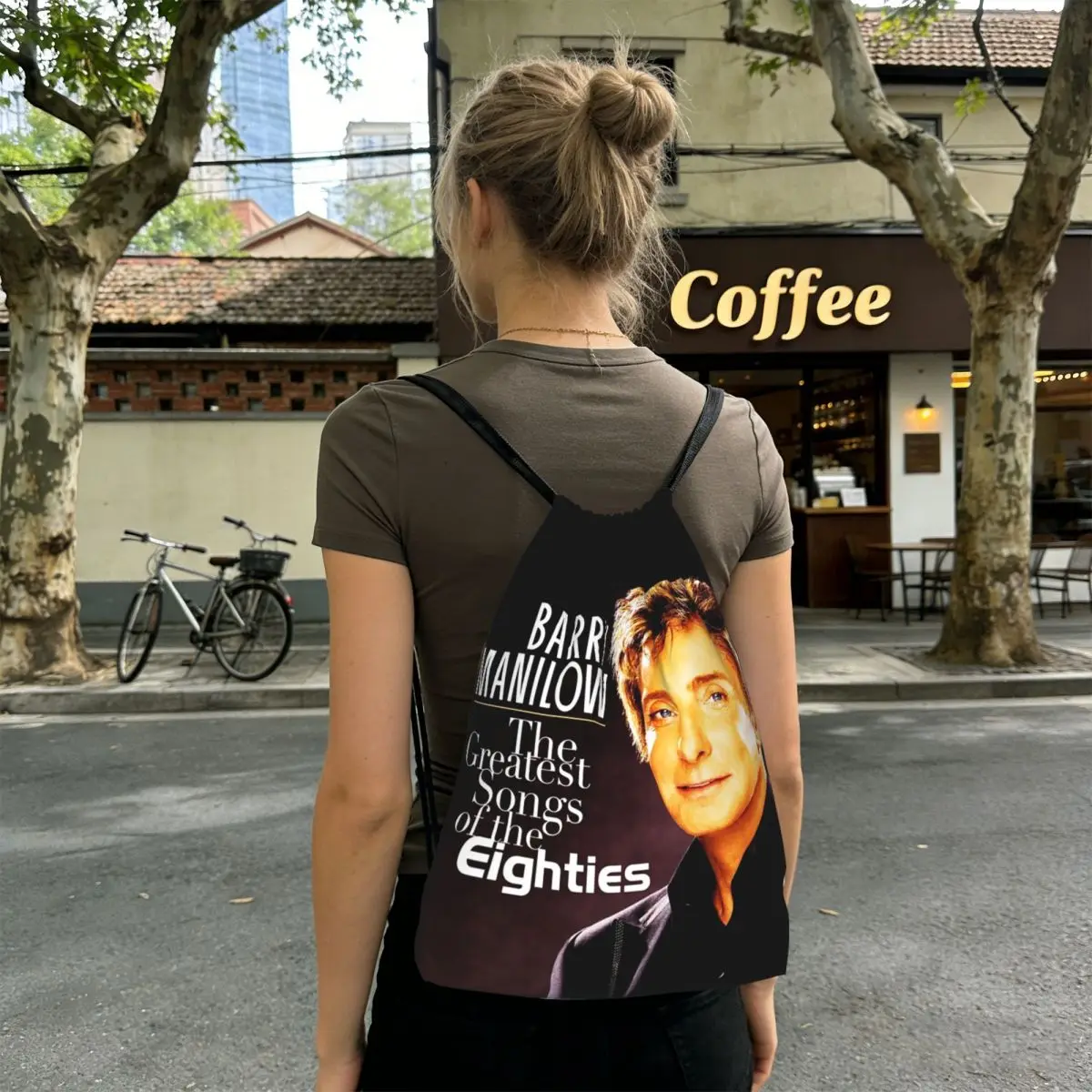 Popular Musician Barry Manilow Backpacks Portable Drawstring Bags Sports Bag Book Bags for Travel Students